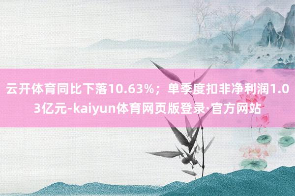 云开体育同比下落10.63%；单季度扣非净利润1.03亿元-kaiyun体育网页版登录·官方网站